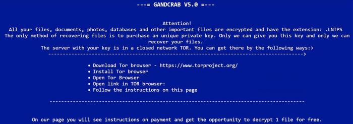 Gandcrab ransomware waarschuwing infectie